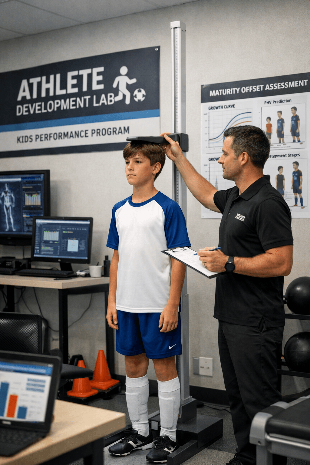 Medición de altura en laboratorio deportivo